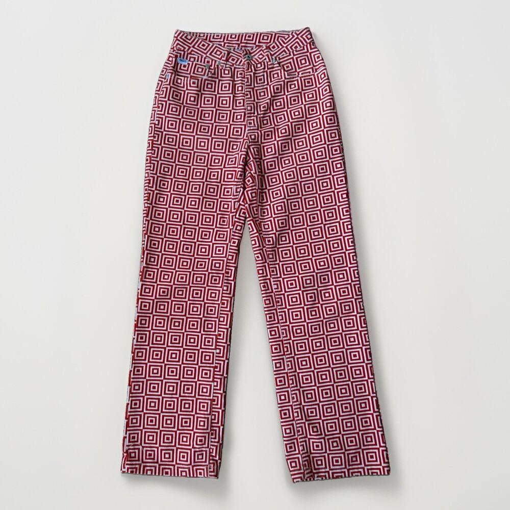 Ragged Priest Limited Edition Square Printed Jeans Size 26 Red/White Maximalist